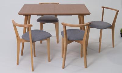 Стол ZiP-mebel Стол Монте 120 натур со стульями Франк натур рогожка серый арт. F514136N00X4R100701N01