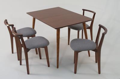 Стол ZiP-mebel Стол Монте 120 орех со стульями Франк Орех рогожка серый арт. F514135W00X4R101706W01