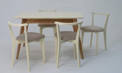 Стол ZiP-mebel Стол Сканди 120 натур/слоновая кость со стульями Франк слоновая кость велюр бежевый арт. F514102NUSX4R101709S02