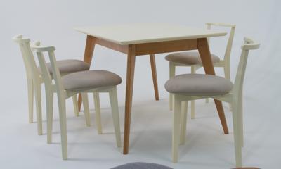 Стол ZiP-mebel Стол Сканди 120 натур/слоновая кость со стульями Франк слоновая кость велюр бежевый арт. F514102NUSX4R101709S02