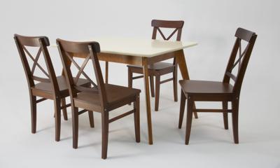 Стол ZiP-mebel Стол Сканди 120 орех/слоновая кость со стульями Ингольф орех арт. F514101WUSX4R100742W00