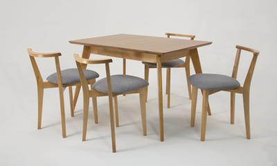 Стол ZiP-mebel Стол Сканди 120 натур со стульями Франк натур рогожка серый арт. F514106N00X4R100701N01