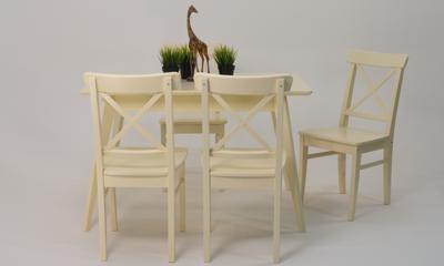 Стол ZiP-mebel Стол Сканди 120 слоновая кость со стульями Ингольф слоновая кость арт. F514100S00X4R100741S00