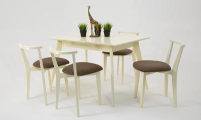 Стол ZiP-mebel Стол Сканди 120 слоновая кость со стульями Франк слоновая кость велюр коричневый арт. F514100S00X4R100709S04