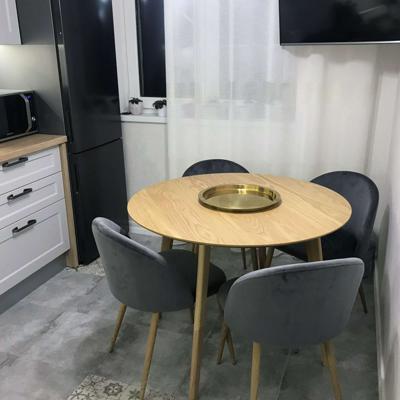 Стул AksHome Стул Honnor, серый, велюр, цвет каркаса дуб арт. ZN-126731