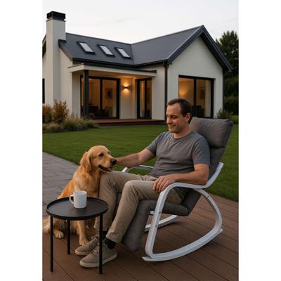 Кресло AksHome Кресло-качалка SMART, ткань, серый/белый арт. ZN-273776