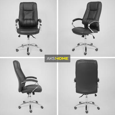 Кресло компьютерное AksHome Кресло поворотное King, чёрный, натуральная кожа арт. ZN-125982