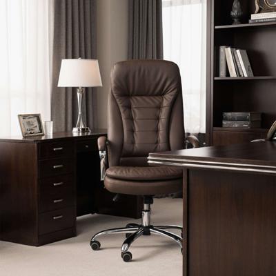 Кресло компьютерное AksHome Кресло поворотное Richard New, коричневый, экокожа арт. ZN-418416