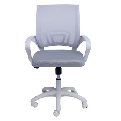 Кресло компьютерное AksHome Кресло рабочее, поворотное RICCI NEW, white, ткань/сетка, светло-серый арт. ZN-381505