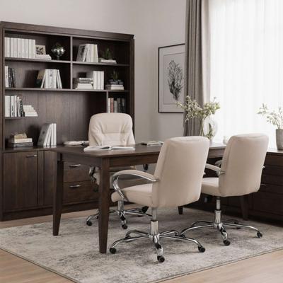 Кресло компьютерное AksHome Кресло поворотное Richard New, кремовый, экокожа арт. ZN-381506