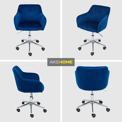 Кресло компьютерное AksHome Кресло поворотное Sark, синий, велюр арт. ZN-381508