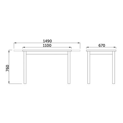 Стол AksHome Стол раздвижной BLACK, 1100(1490)*670*770, (белый мат) арт. ZN-381536