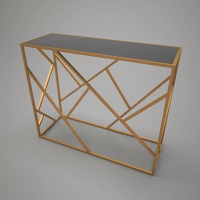 Стол-консоль AksHome Стол-консоль Грация, черный, стекло триплекс, цвет каркаса золото арт. ZN-126259