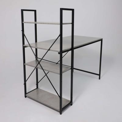 Стол письменный AksHome Стол письменный ONYX, со стеллажом, бетон/черный металл, 1200*600*750(1220) арт. ZN-273826