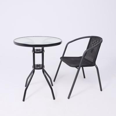 Стол AksHome Стол садовый VERONA, 60*73, сталь-черная/закаленное стекло 5мм арт. ZN-173133