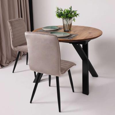 Аксессуар AksHome Столешница РАУНД раздвижной, d110(150) дуб мореный / рама черная арт. ZN-381541