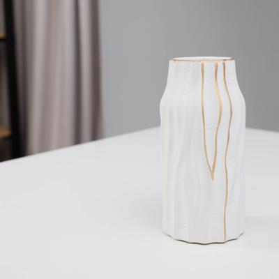 Ваза AksHome Ваза керамическая WOOD, белый, 9,5*9,5*20см арт. ZN-381577