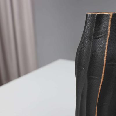 Ваза AksHome Ваза керамическая WOOD, черный, 9,5*9,5*20см арт. ZN-381579