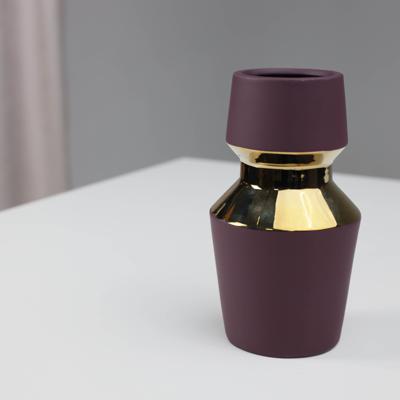 Ваза AksHome Ваза керамическая ASTOR, фиолетовый+золото, 11*20см арт. ZN-381589