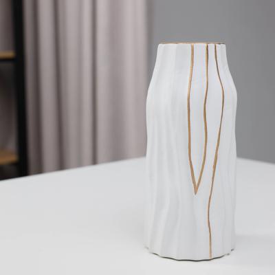 Ваза AksHome Ваза керамическая WOOD, белый, 10,5*10,5*24см арт. ZN-381599
