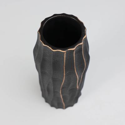 Ваза AksHome Ваза керамическая WOOD, черный, 10,5*10,5*24см арт. ZN-381600