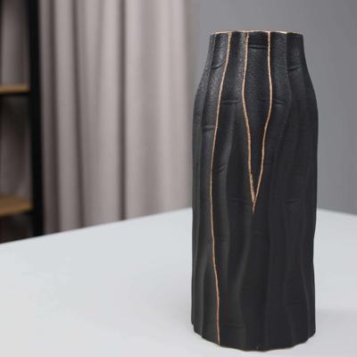 Ваза AksHome Ваза керамическая WOOD, черный, 10,5*10,5*24см арт. ZN-381600