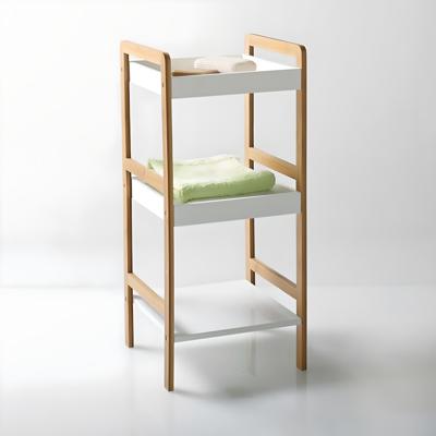 Полка AksHome Стойка для хранения MAGNOLIA - 3, бамбук+белый арт. ZN-274006
