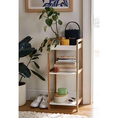 Полка AksHome Стойка для хранения MAGNOLIA - 3, бамбук+белый арт. ZN-274006