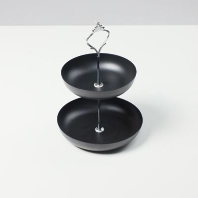 Набор посуды AksHome Декоративная этажерка CANDY, черный, 2 уровня, 23*13*16см арт. ZN-381637