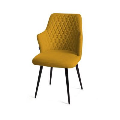 Стул Top concept Стул поворотный на 90 градусов, функция возврата, антишум Хант ромб, велюр желтый maxx 560 / чёрный конус арт. 13973