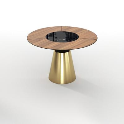 Стол Top concept Стол круглый Лукас 120, шпон + керамика / опора золото арт. 20879