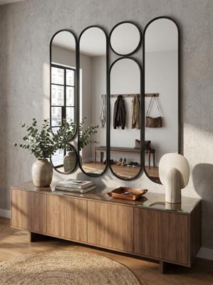 Зеркало Art-Zerkalo Deko mod.4 Black Сет из 6-ти зеркал 2x35*160, 2х35*125 см, 2хØ35 см арт. SM074BL