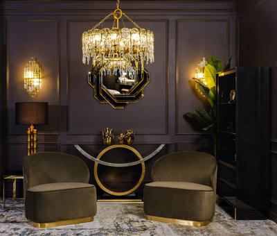 Потолочный светильник Garda Decor K2KG1102P-8A Люстра Тиара (Tiara) круглая латунь/стекло прозр. d80*h63см арт. K2KG1102P-8A