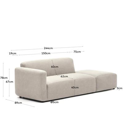Диван La Forma (ех Julia Grup) Neom 2-х местный диван со задним модулем бежевого цвета 244 см арт. 157109