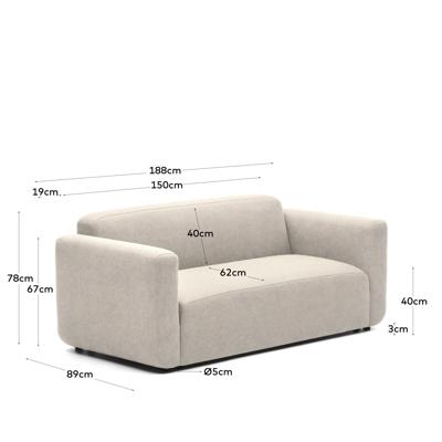 Диван La Forma (ех Julia Grup) Neom Модульный диван 2-х местный бежевый 188 см арт. 156061
