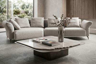 Мебель Garda Decor 58DB-24056 Стол журнальный Травертин (Travertine) 120*120*29см арт. 58DB-24056
