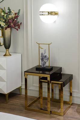 Стол журнальный Garda Decor 84HB-12STOL/ZH Стол журнальный тиковый шпон/лак, золото 40*40*50см арт. 84HB-12STOL/ZH