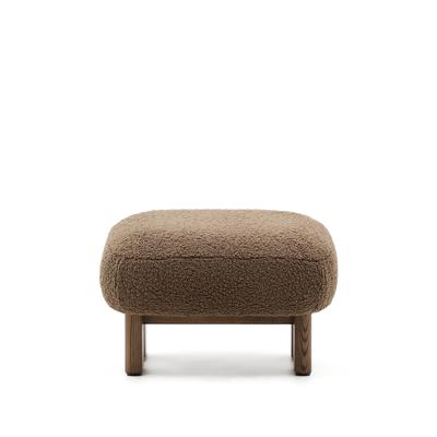 Пуф La Forma (ех Julia Grup) Пуф Cabana Taupe Boucle с ножками в отделке орех 65x55,4 арт. 205469
