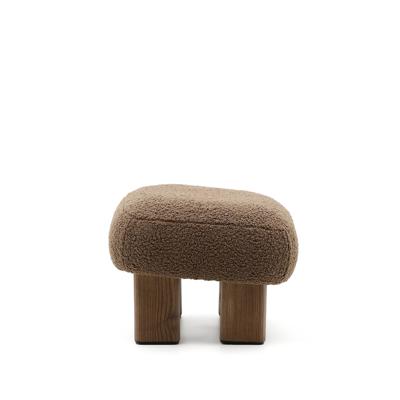Пуф La Forma (ех Julia Grup) Пуф Cabana Taupe Boucle с ножками в отделке орех 65x55,4 арт. 205469