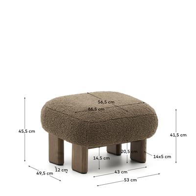 Пуф La Forma (ех Julia Grup) Пуф Cabana Taupe Boucle с ножками в отделке орех 65x55,4 арт. 205469