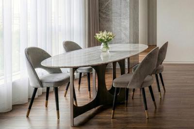 Мебель Garda Decor 30C-12280 Стул велюр серо-бежевый 51*56*84см, наконечники мат.золото арт. 30C-12280