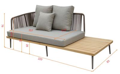 Диван Garda Decor 129KN-03047 Диван трехместный левосторонний "БЭЙЛИ (BAYLEY)" уличный серый 220*84*75см арт. 129KN-03047