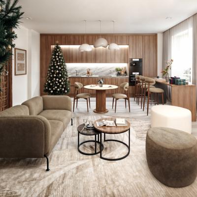 Стул Bradexhome Стул Lucas светло-серый букле с ножками цвета орех арт. RF 0547