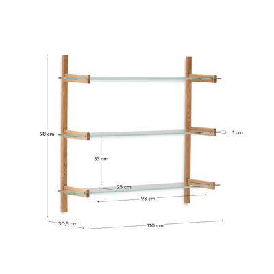 Полка La Forma (ех Julia Grup) Модульная полка Sitra 3 стеклянные полки и каркас из массива дуба 110 см арт. 214661