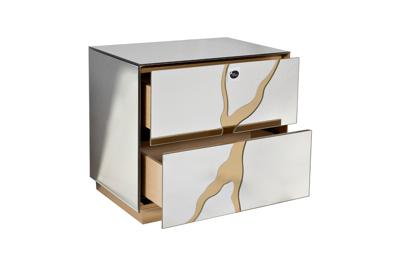 Мебель Garda Decor KFG199 Тумба зеркальная с золотым декором 61*42*59см арт. KFG199