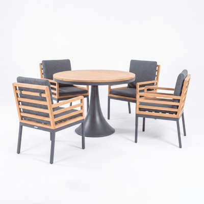 Стол IDEAL PATIO Стол круглый обеденный ДИВА Т  каркас алюминий, столешница тик арт. DVA.2110111