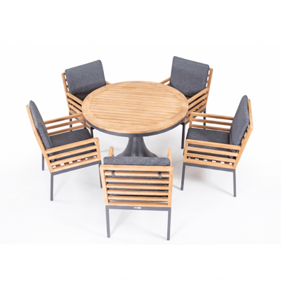 Стол IDEAL PATIO Стол круглый обеденный ДИВА Т  каркас алюминий, столешница тик арт. DVA.2110111