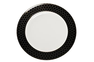 Подарок Garda Decor 26FC-TAR-HONEYCOMB-26 Тарелка обеденная "Пчёлки (Honeycomb)" чёрно-золотая деколь 26см (2) арт. 26FC-TAR-HONEYCOMB-26