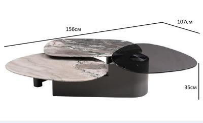 Стол журнальный Garda Decor 57EL-99100 Стол журнальный стекло+мрамор белый 156*107*35см арт. 57EL-99100