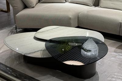 Стол журнальный Garda Decor 57EL-99100 Стол журнальный стекло+мрамор белый 156*107*35см арт. 57EL-99100